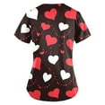thumbnail image 4 of Valentine Day Scrub Tops for Women Love Heart Print V Neck Cute Medical Workwear Plus Size Short Sleeve Nursing Scrubs with Pockets Multicolor XL, 4 of 6