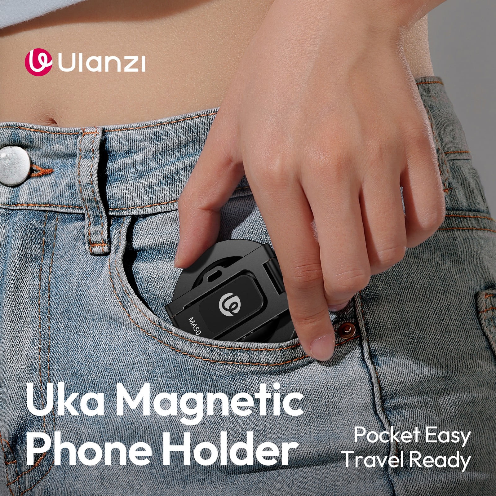Ulanzi MA50 UKA Magnetic Phone Holder Stand is Compatible with MagSafe iPhone, Aluminum Alloy Foldable Mount with 1/4" Screw for Tripod & Selfie Stick