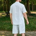 thumbnail image 4 of FRSASU Men's Summer Beach Outfits 2 Piece Stand up Collar Short Sleeve Fashion Shirts and Shorts Vacation Sets for Men White, 4 of 4