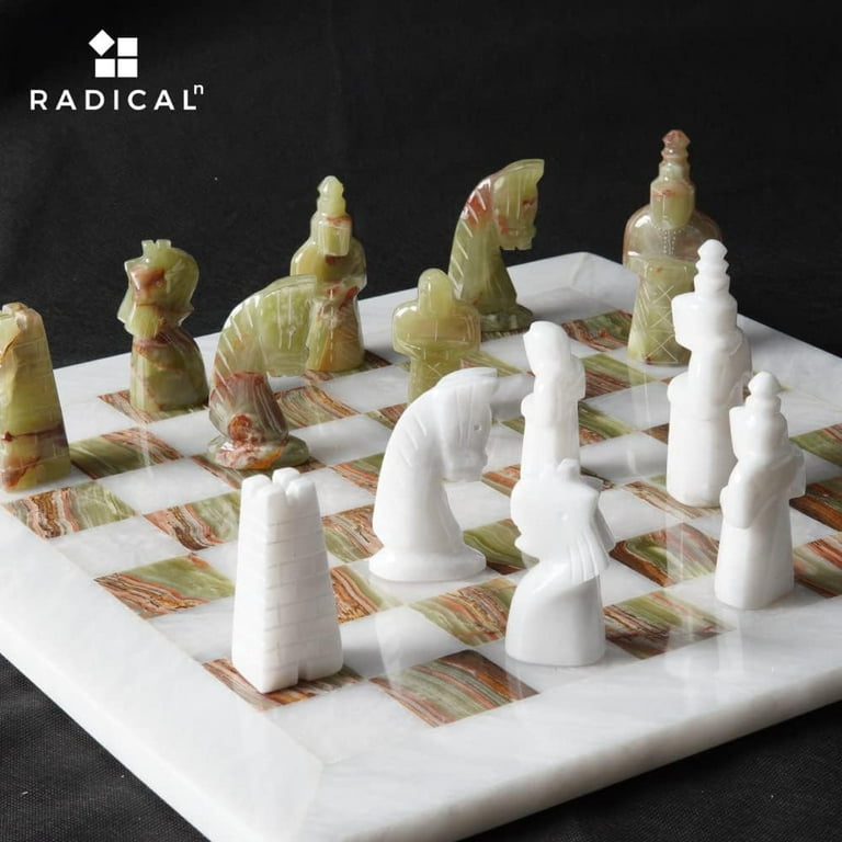 Radicaln Marble Chess Set with Storage Box 15 Inches Black and White  Handmade Board Games for Adults - Board Games 1 Chess Board Games Board &  32