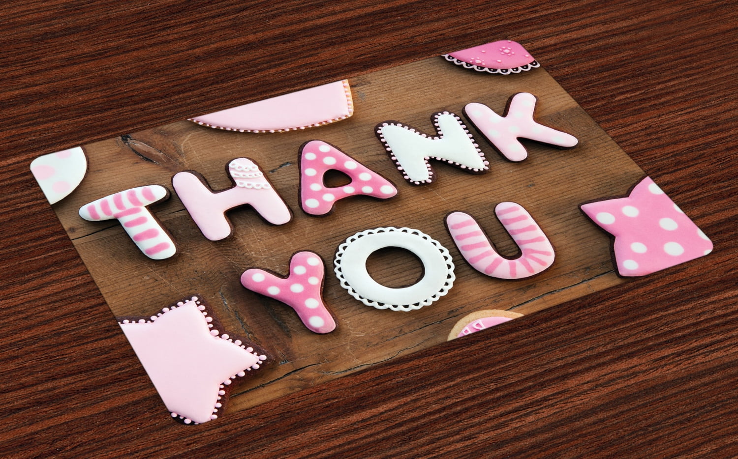 Thank You Placemats Set of 4 Romantic Sweet Cookie Letters Sugar Candy