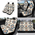 thumbnail image 2 of Renewold Car Seat Cover Set 14 PCS, with Steering Wheel Seat Belt Pad Garbage Bin Armrest Pad Rearview Mirror Handbrake Cover Set Coaster Fit Most Vehicles, Southwest American Tribal Blue Orange, 2 of 7
