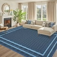 thumbnail image 4 of Washable Rug 8x10 Living Room,Geometric Bordered Carpet for Dining Room,Low Pile Ultra Thin Floor Cover,Anti-Slip and Stain-Resistant Carpet for Apartment Bedroom Dorm, 4 of 7