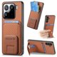 thumbnail image 1 of For Xiaomi 15 Case Card Holder Carbon Fiber Texture Leather Coated TPU Phone Cover - Green, 1 of 5