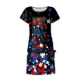 thumbnail image 4 of Wycnly Womens 4th of July Dresses Slit Drawstring Bodycon Independence Day Patriotic Midi Dresses Casual Star Print Crewneck Short Sleeve Knee-Length Summer Dress Black s, 4 of 5