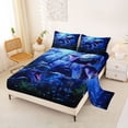 thumbnail image 2 of Metsweet Animal Tyrannosaurus Rex Bed Sheets 4-Piece, Jungle Dino Full Size Sheets, Blue Purple Black,1 Fitted Sheet, 1 Flat Sheet and 2 Pillowcases, 2 of 5