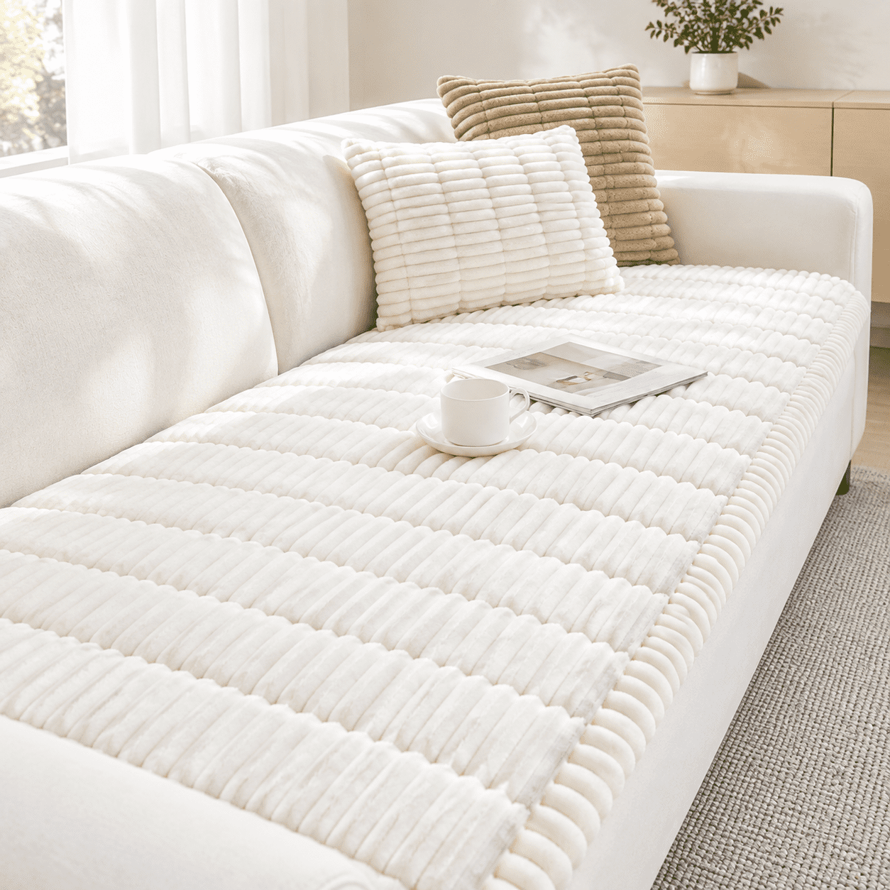 White 27.6X59.06 Non-Slip Washable Pet Friendly Sofa Couch Cover Protector