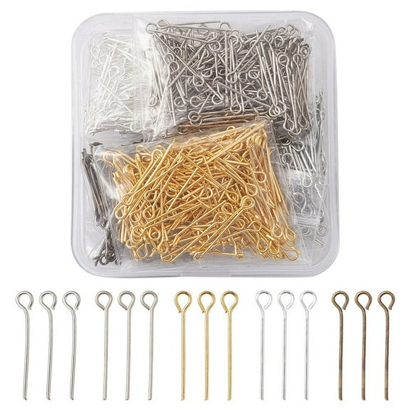 1box 1000pcs 5 colors Iron Eye Pins for Jewelry Making Mixed color 21 Gauge 20x0.7mm Hole: 2mm 200pcs/color