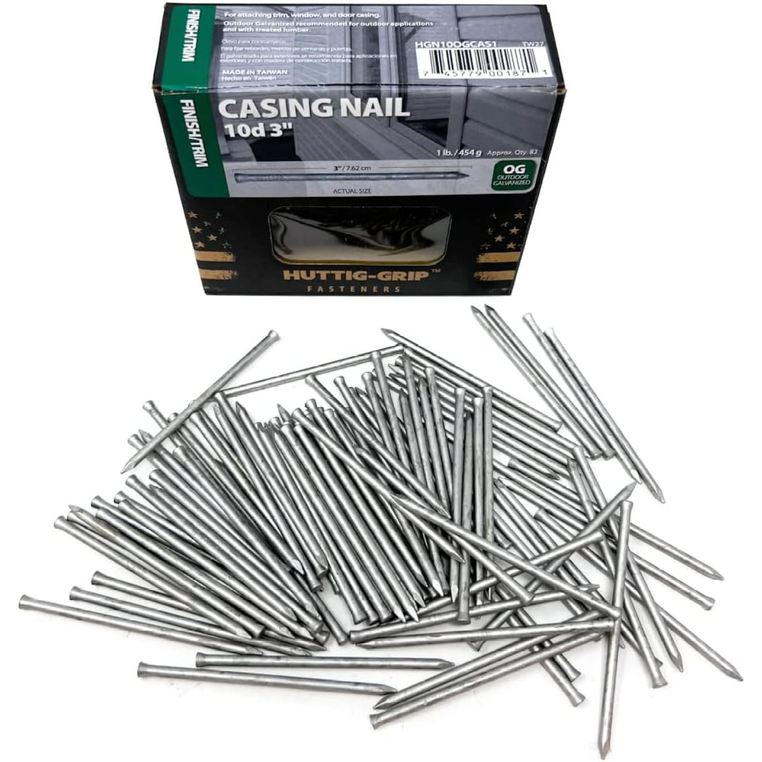 HuttigGrip Finish Trim Series Casing Nail 3 inches 10d for Window and