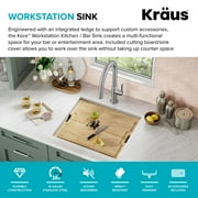 KRAUS Kore 21 Undermount Workstation 16 Gauge Single Bowl Stainless Steel Kitchen Sink with Accessories