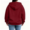 thumbnail image 6 of Axdhxbd Full Zip Hoodie for Women Plus Size Winter Long Sleeve Drawstring Hoodies Sweatshirts Loose Casual Solid Color Sweatshirt Jacket with Pockets Wine L-5XL, 6 of 9