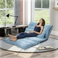 thumbnail image 6 of Soft Fabric Futon Sofa Bed for Living Room, Adjustable Floor Sofa Chair Lounge Mattress Lazy Man Couch with 2 Pillows for Bedroom, Blue, 6 of 7