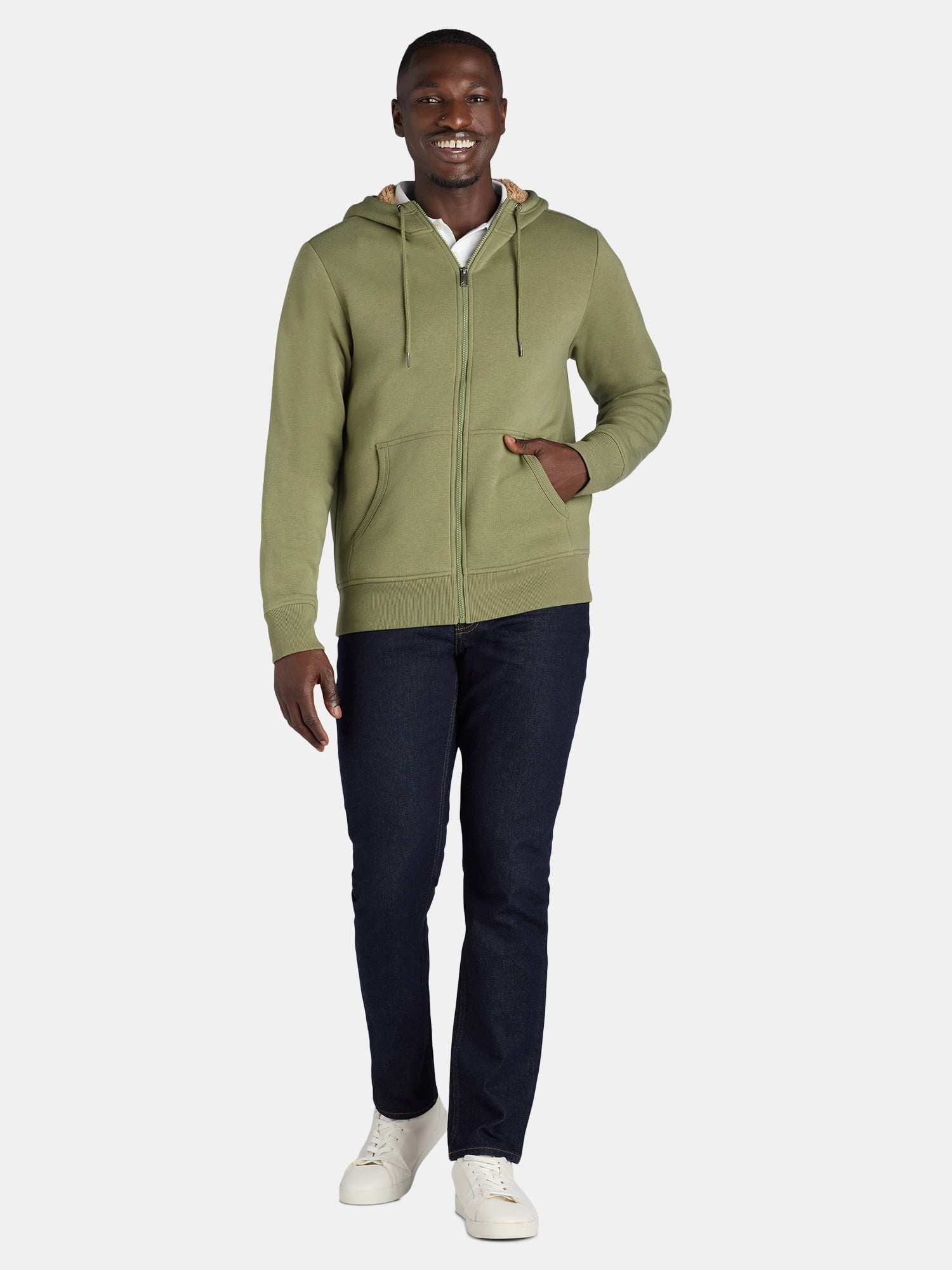 George Men's & Big Men's High Pile Fleece Lined Jacket with Hood, Sizes S-3XL