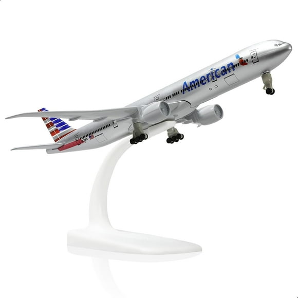 NUOTIE Maquettes d'Avion en Métal Moulé sous Pression 1/300 American 777 pour Boeing 777 Airlines, Modèle d'Avion avec Support d'Exposition (7,5 Pouces L) pour Maquettes d'Avion AA pour Adultes, Cadeaux Ou Décorations de Bureau