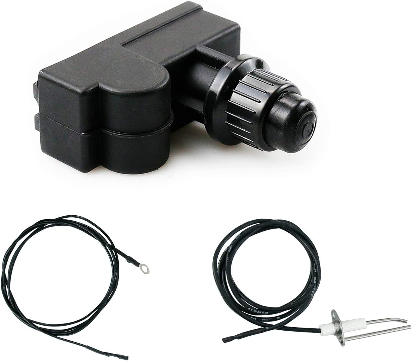 Grisun Fire Pit Igniter Push Button Ignition Kit with 2 Outlet and Ground Wire for Fire Pit Gas