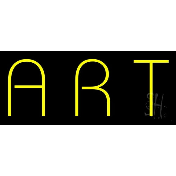 Yellow Art Block LED Neon Sign 6 x 15 - inches, Black Square Cut Acrylic Backing, with Dimmer - Bright and Premium built indoor LED Neon Sign for art gallery, and exhibition.