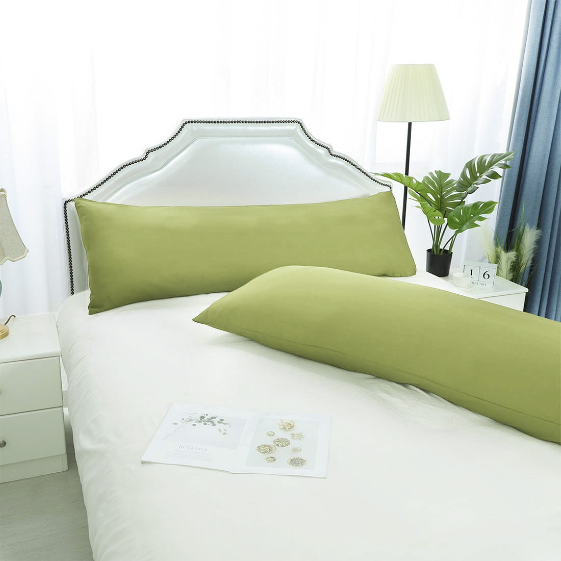 Unique Bargains 2 Pack Microfiber Body Pillow Cases Sage 20" x 48"