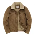 thumbnail image 3 of Parka holgada y cálida, chaqueta corta de pana para hombre, cortavientos con cremallera lisa, cortavientos informal de invierno para hombre, chaquetas de algodón acolchadas para hombre, 3 of 4
