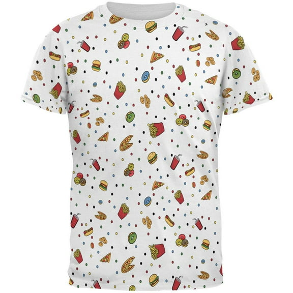 Junk Food Pattern All Over Mens T Shirt White X-LG