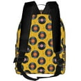 thumbnail image 3 of Lsque Retro Vinyl Records Pattern Backpack – School Travel Canvas Daypack with Ergonomic Padded Straps, Multiple Compartments & Leather Handle, 3 of 5