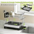 thumbnail image 4 of HAWOO Escurridor de Trastes Acero Inoxidable 304, Escurridor de Platos 2 Niveles con Sistema de Drenaje Automático und Cubiertos, Escurridor Grande Cocnia para Familiar 4-8 Personas, 4 of 9