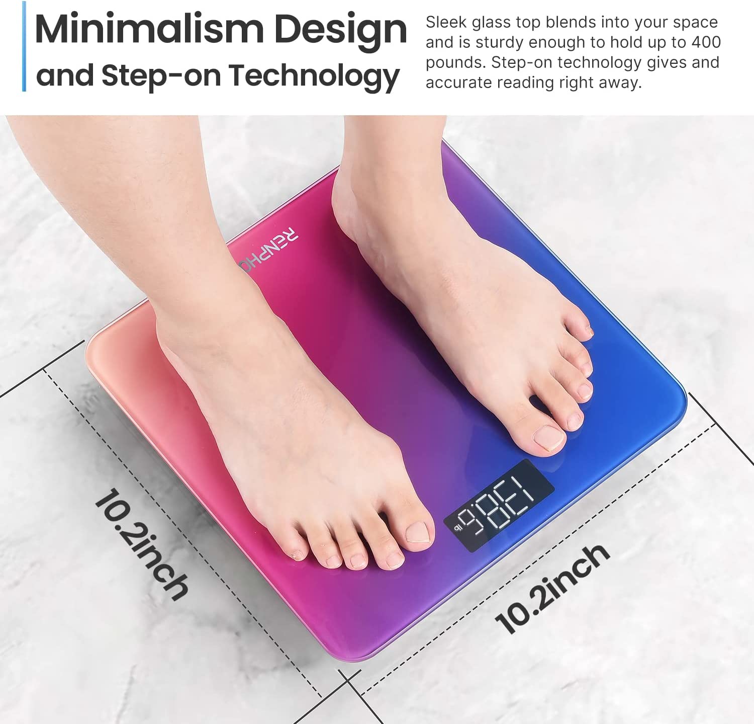 RENPHO Highly Accurate Digital Body Weight Scale, 400 lb, Gradient - image 3 of 7