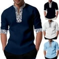 thumbnail image 5 of Mens Fashion Casual Long Sleeve Placket Blouse Loose Large Size Tops T Shirts, 5 of 6