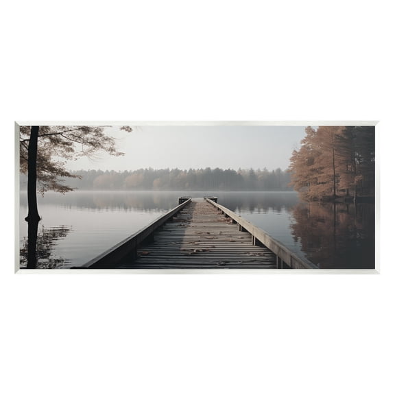 Stupell Industries Woodland Lake Dock Landscape Photography Unframed Art Print Wall Art, 17 x 7