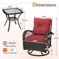 thumbnail image 4 of MRUAKA 3 Pieces Patio Furniture Set, Outdoor Swivel Gliders Rocker, Wicker Patio Bistro Set with Rattan Rocking Chair, Glass Top Side Table and Thickened Cushions for Porch Deck Backyard(Red), 4 of 6