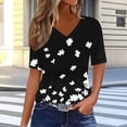 thumbnail image 2 of NSLGXD T Shirts for Women Dressy Casual V Neck Short Sleeve Blouses Plus Size Graphic Tees Flowy Athletic T Shirts S-3XL Black Top, 2 of 8
