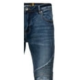 thumbnail image 3 of RAW X Men's Slim Fit Biker Jeans, Washed Ripped Distressed Moto Stretch Denim Pants, Rips Blue Wash, 34W x 30L, 3 of 8