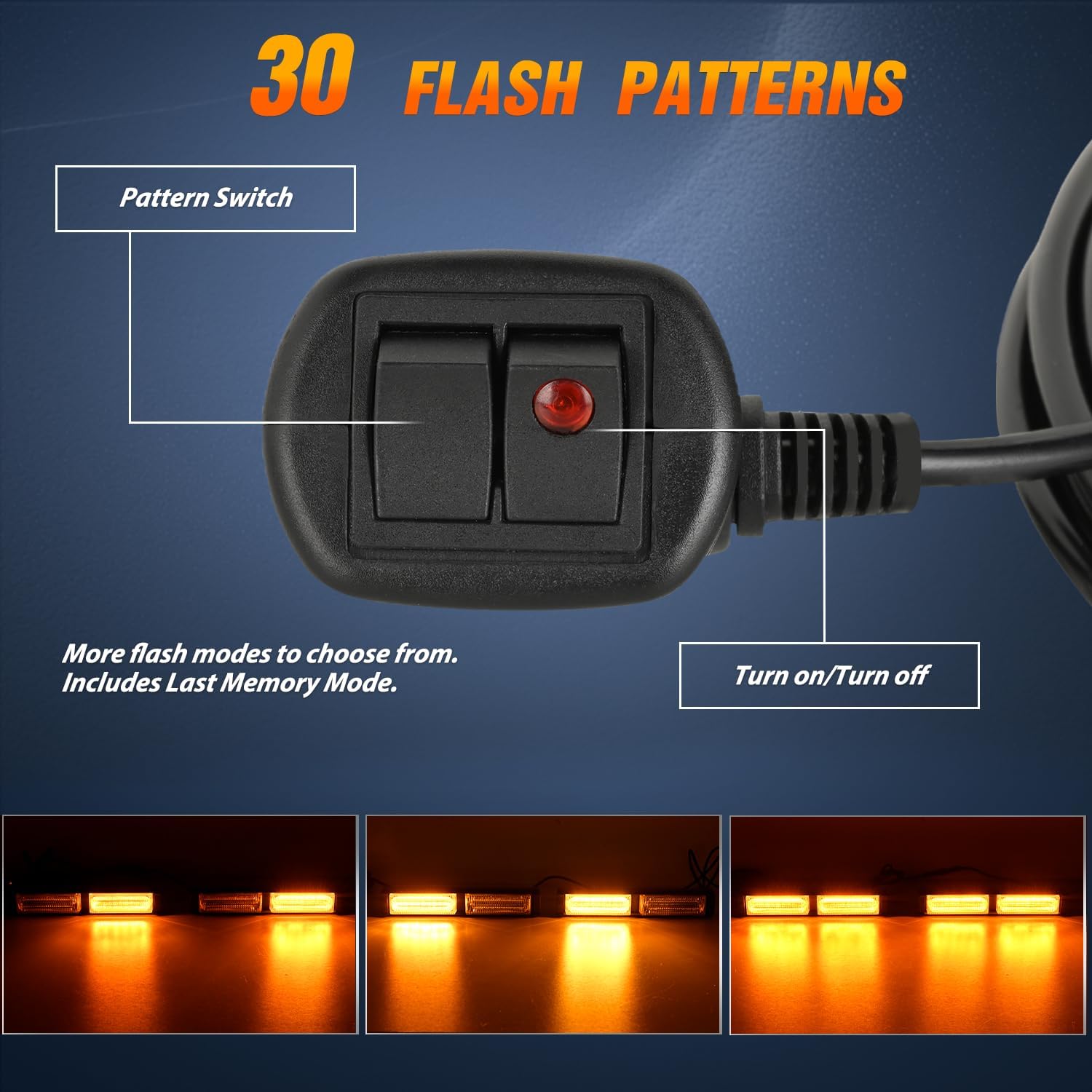 Nilight 40LED Amber Emergency Strobe Advisor Light Bar with Suction Cups Dash Safety Warning Hazard Flashing Lights Interior Front/Rear Windshield for Trucks Construction Vehicles