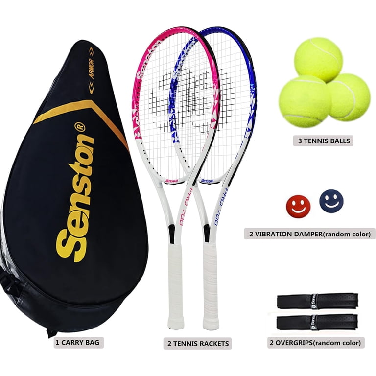 Lot De 2 Raquettes De Tennis Senston 68,6 Cm – Avec 3 Balles, 2 Surgrips, 2 Amortisseurs, Sac, Pour Adultes