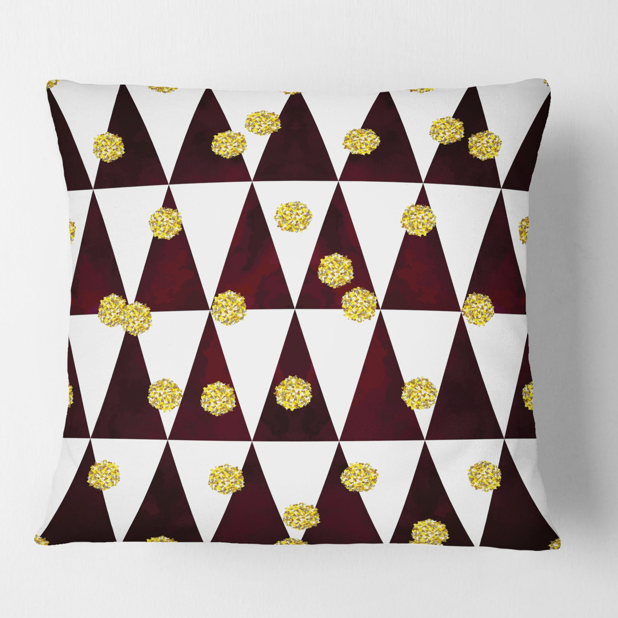 Designart Gold Polka Dot Pattern II' Mid-Century Modern Throw Pillow - 16x16