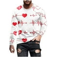 thumbnail image 1 of Pompotops T-Shirt Décontracté à Manches Longues et Col Rond pour Hommes, Imprimé 3D, Saint-Valentin, en Solde, 1 of 5