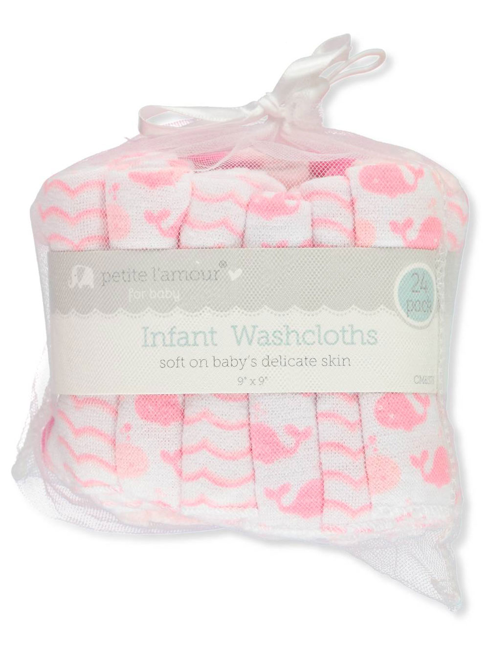 Petite L’amour 24 Pack Baby Washcloths Pink Whales
