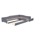 thumbnail image 6 of Harper & Bright Designs Double Twin Size Daybed with Trundle and Drawer, L-Shaped Upholstered Double Twin Daybed with Pull-Out Trundle, Gray, 6 of 15