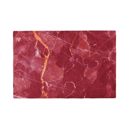

Table Placemats Set of 4 - Abstract White Red Gold Marble Texture 12x18 In Faux Linen Double Heat Resistant Place Mats Cloth Indoor/Outdoor Placemats Washable Table Mats for Dining Kitchen Party