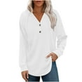 thumbnail image 5 of Enjoytime Hoodies for Women Solid Color Long Sleeve Button Down Sweatshirt Lightweight Casual Trendy Pullover Sweatshirts White L, 5 of 7