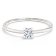 thumbnail image 2 of Gem Stone King 10K White Gold White Moissanite Solitaire Engagement Ring for Women (0.16 Cttw, Round 3.5MM, Gemstone April Birthstone, Size 8), 2 of 6