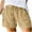 Khaki, variant on Jalioing Cotton Shorts for Women Elastic Waist Drawstring Summer Casual Shorts Side Button Vacation Shorts with Pocket