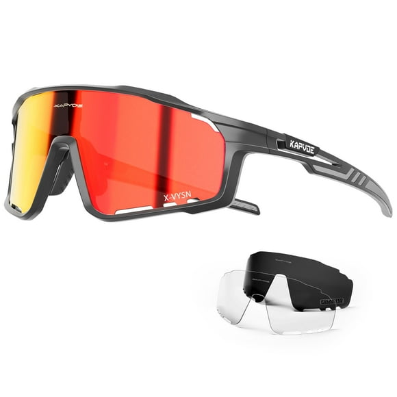 Gafas de ciclismo KAPVOE polarizadas con protección UV400 en color rojo