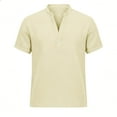 thumbnail image 5 of Hesxuno Mens Summer Tops 2026 Cotton Linen Henley Shirt Short Sleeve Button Tees Breathable Casual Beach Vacation Shirt Beige XXL, 5 of 5