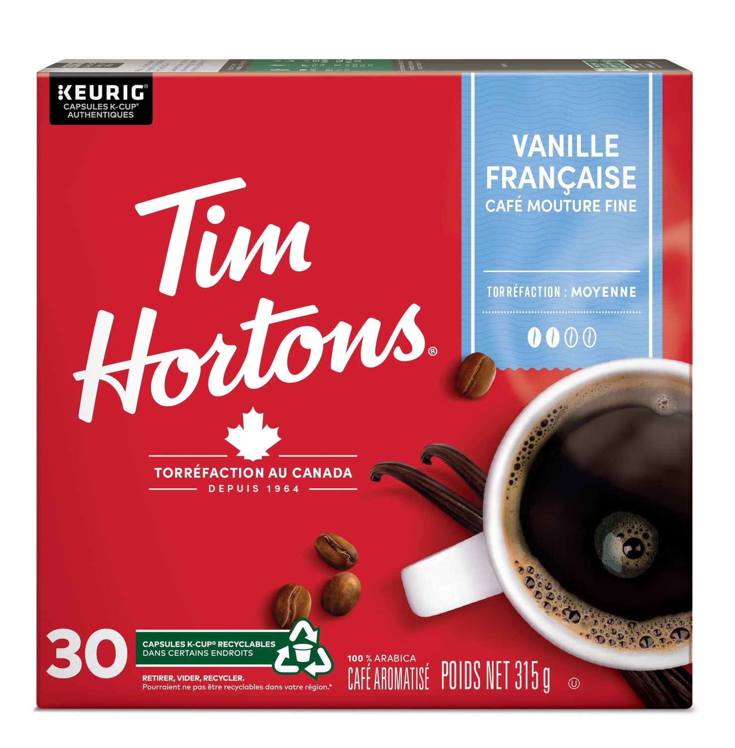 Tim Hortons Vanille Française Keurig K-Cup 30ct Keurig Capsules K-Cup 30ct