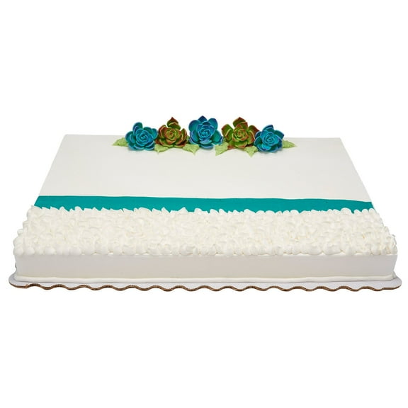 Succulents with Ruffles Full Sheet Cake