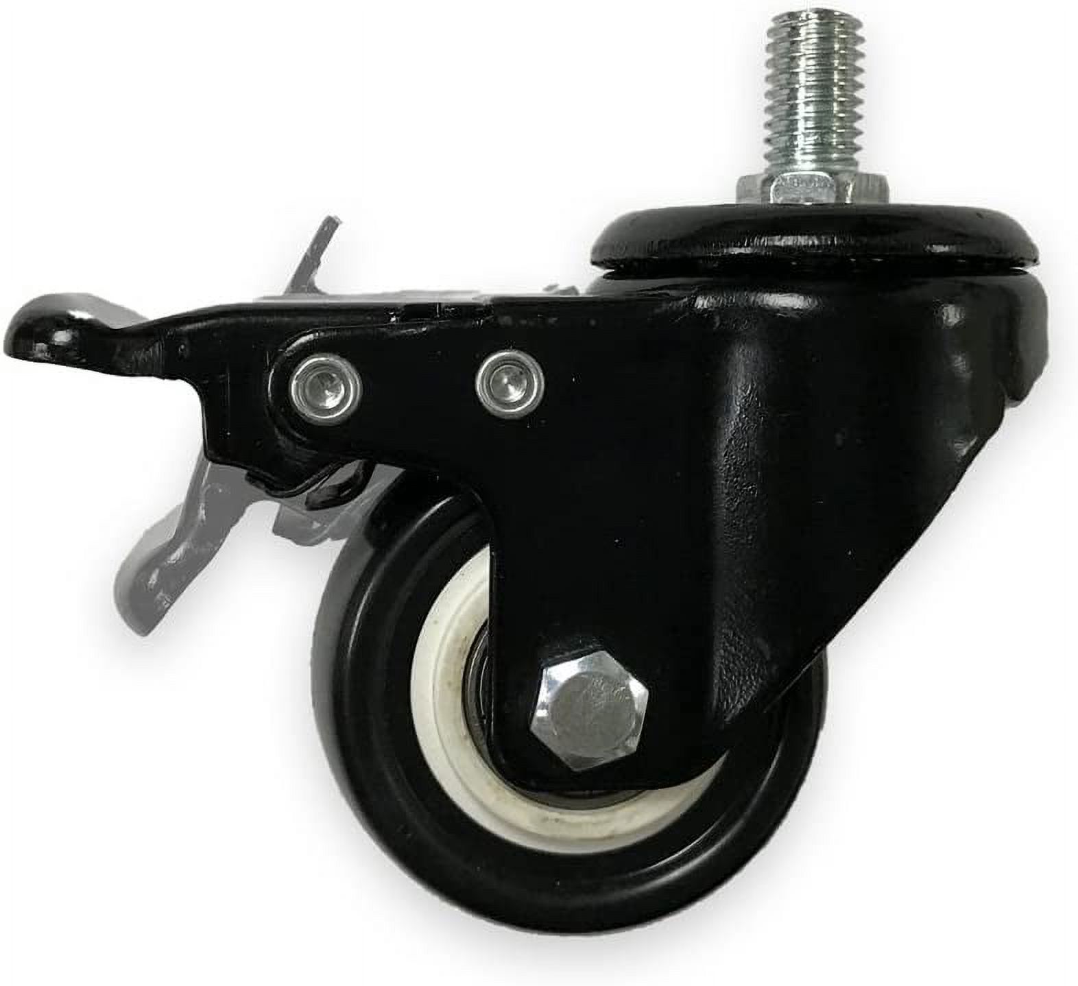 ApexDesk 2-Inch Heavy Duty Rubber Caster Wheels with Swiveling Threaded Stem and Stationary Locks, 440 lbs. Total Load Capacity, and Compatible with Standing Desks & More (Pack of 4)
