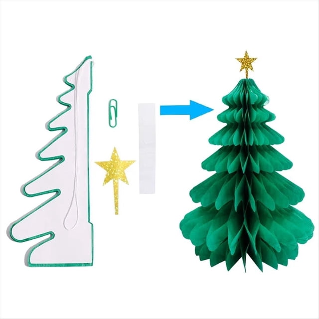 12 Piezas de Adornos Colgantes de Papel en Forma de Panal para Árbol de Navidad, Adornos Colgantes para Mesa, Decoración Navideña para Festivales y Árboles de Navidad A