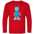thumbnail image 3 of Inktastic Blue Robot Long Sleeve Youth T-Shirt, 3 of 5