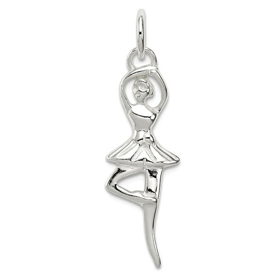 925 Sterling Silver Polished Ballerina Pendant Necklace 30.5x9mm Wide Pendant for Women