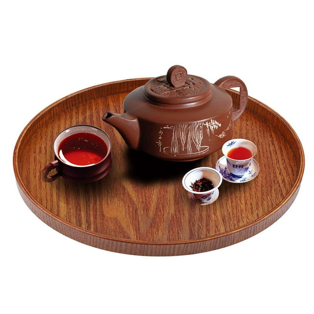 Bandeja para Servir Bandeja Redonda de Madera para Servir Plato de Madera Platos para Servidor de Comida y té Plato para Bebidas y Agua ANGGREK Otros